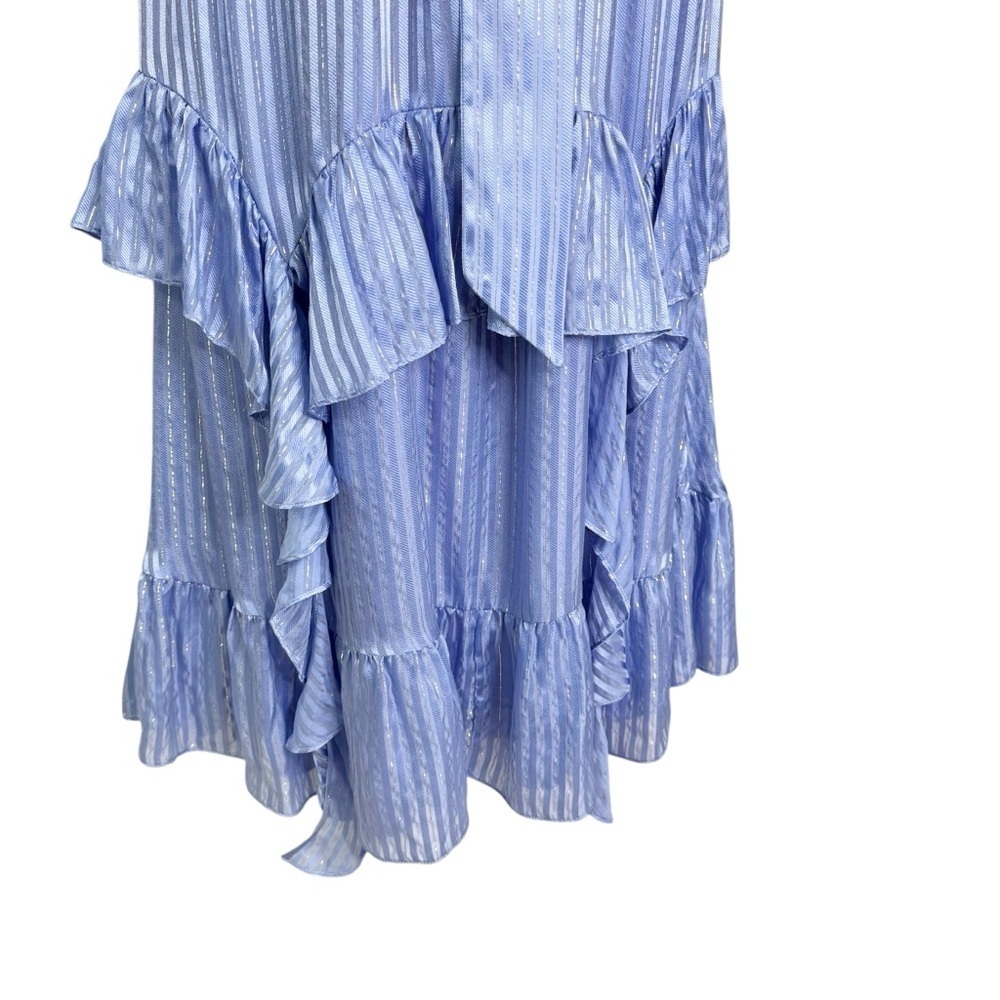 MARIE OLIVER Silk Uma Ruffle Midi Dress in Blue Jay Size M - Picture 9 of 13